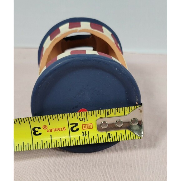 Candle Holder, Clay, Patriotic Star Stripes Red White Blue Independence Day - Picture 8 of 9